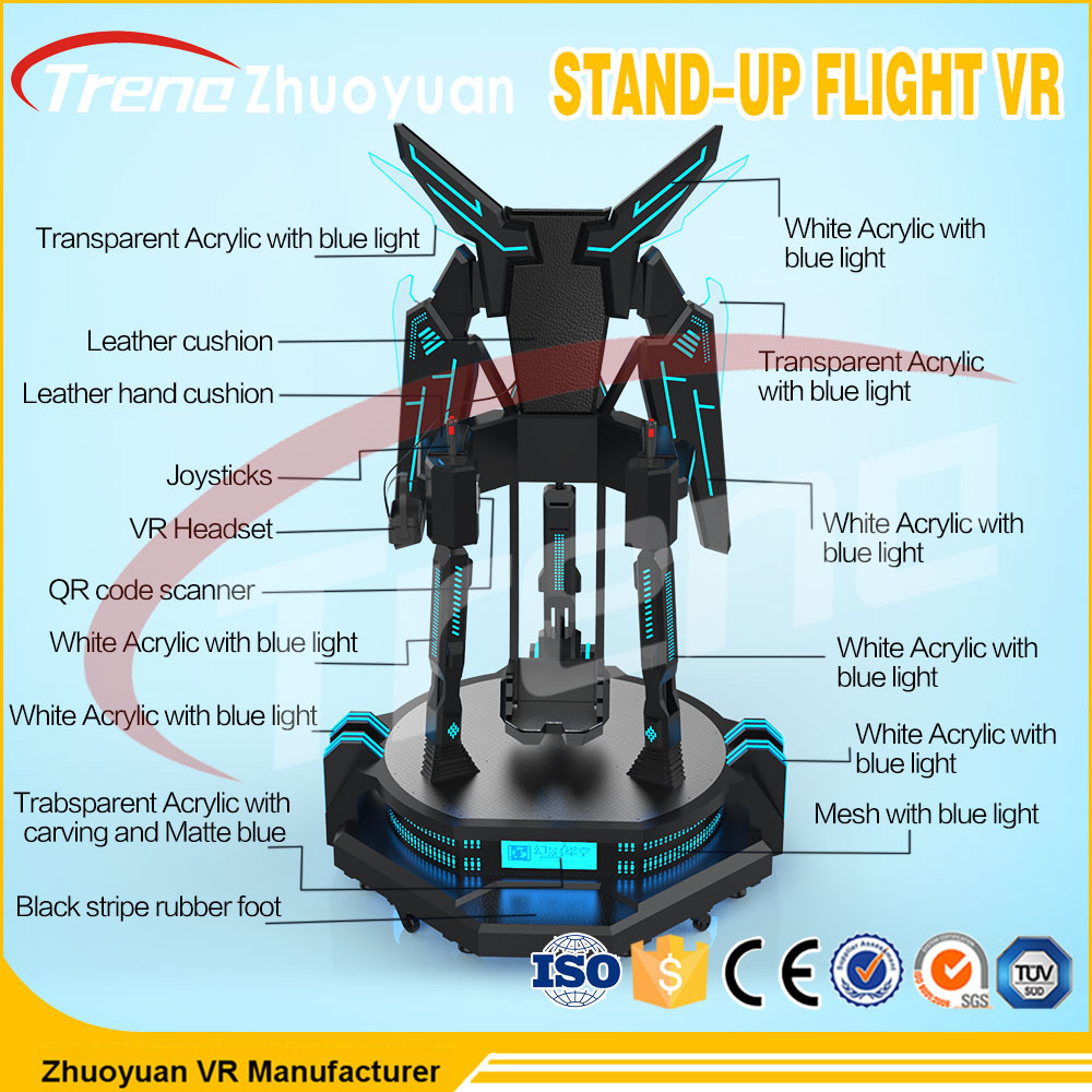 مضحك يقف الطيران VR محاكي الأسود مع أضواء LED للسوبر ماركت