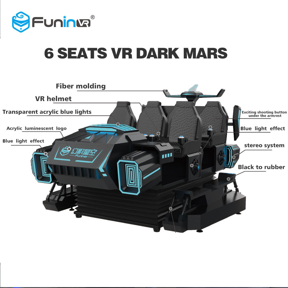كيدز بارك عائلة 6 مقاعد 9D VR محاكي مع منصة الساعد الكهربائية
