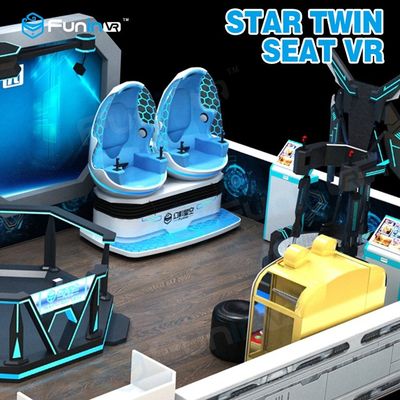 أزرق أبيض اللون مقعدين 9D VR Ride Cabin Cinema محاكاة الواقع الافتراضي للأطفال في متنزه