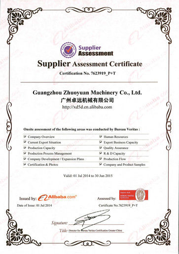 الصين Zhuoyuan Co.,Ltd الشهادات